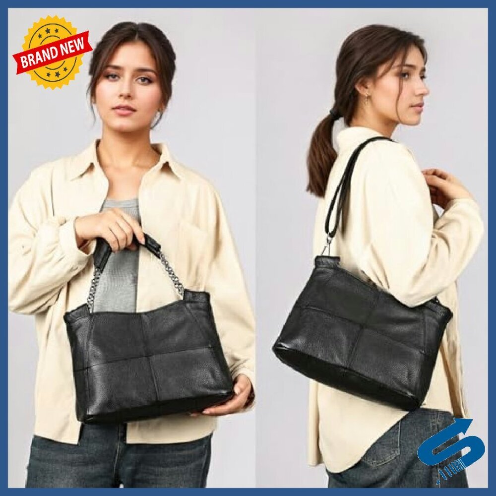 Genuine Leather Tote Bag Adjustable Crossbody Shoulder Satchel Hobo - Picture 3 of 8